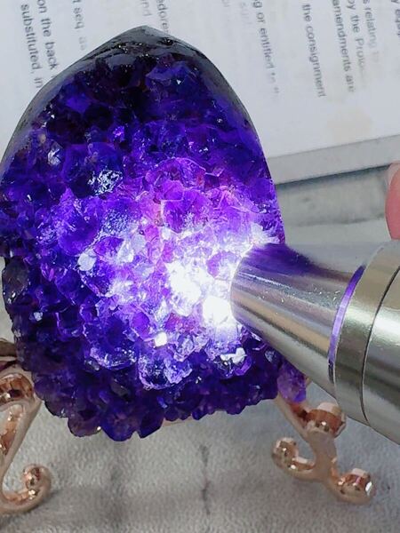 SS-0310天然石 アメジスト クラスター Amethyst 紫水晶 原石 浄化 鉱石 ドーム 置物 一点物 パワーストーン 九紫火星運