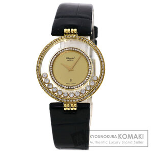 Chopard Chopard happy бриллиант наручные часы K18 желтое золото кожа мужской б/у