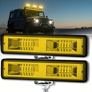 2個セット 車用 ヘッドライト LEDライト 補助ライト14.5cm バイク用 16LED 48W イエロー 黄色 12V カーライト おしゃれ 明るい t7850