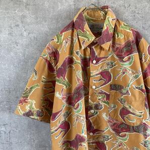 【犬柄シャツ/Mr. Sore】アニマル総柄シャツ 半袖 MサイズW3