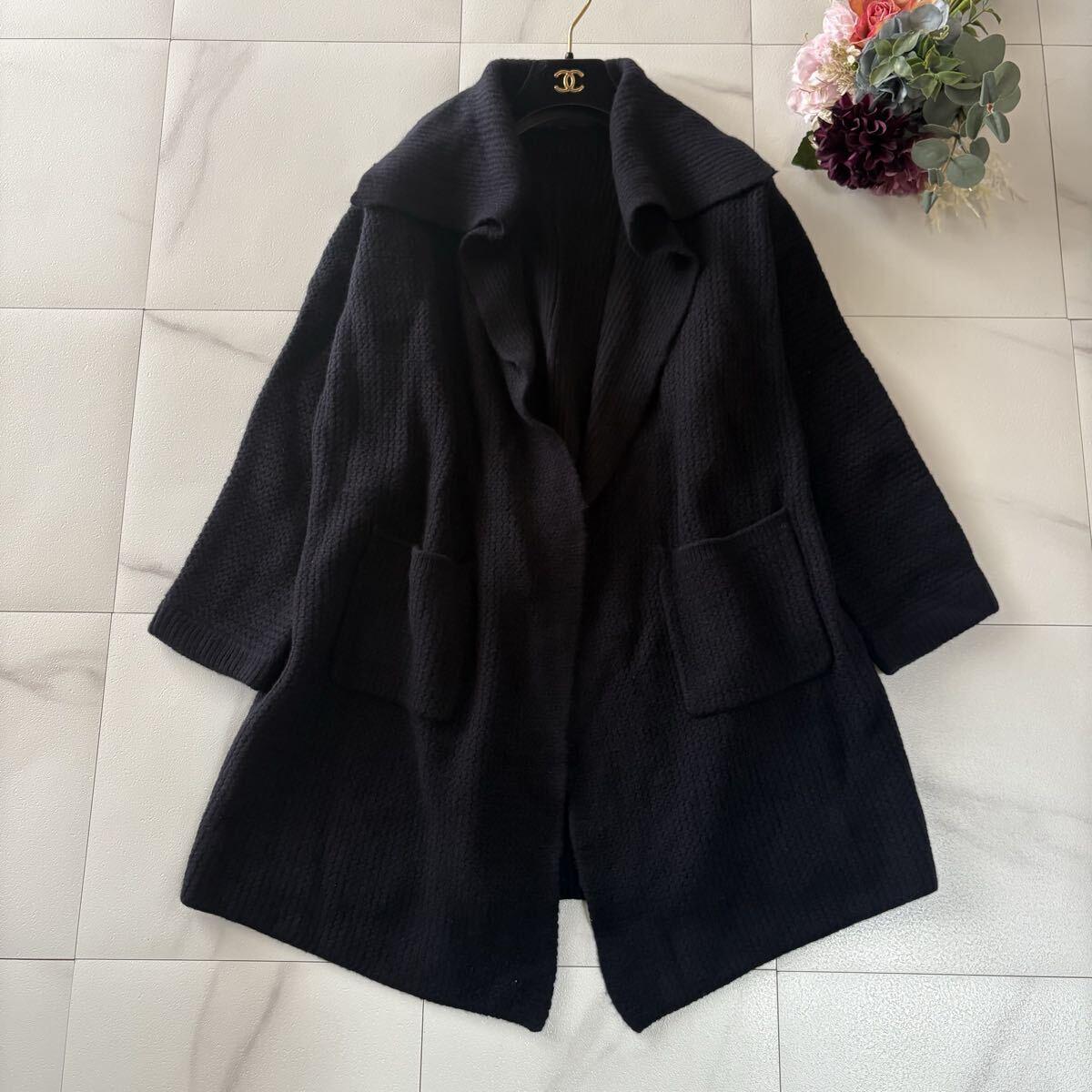 ANAYI カシミヤロングコート 黒 36号→5号相当 / 中古 美品 ANAYI カシミヤロングコート 黒 36号→5号相当 / 中古 美品