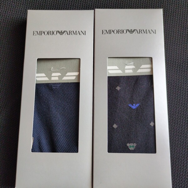 新品 EMPORIO ARMANI エンポリオアルマーニ 25-27cm メンズ ビジネスソックス 紳士 靴下2足箱入り