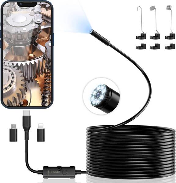 ファイバースコープ 1920P内視鏡カメラ 8個高輝度LEDライト