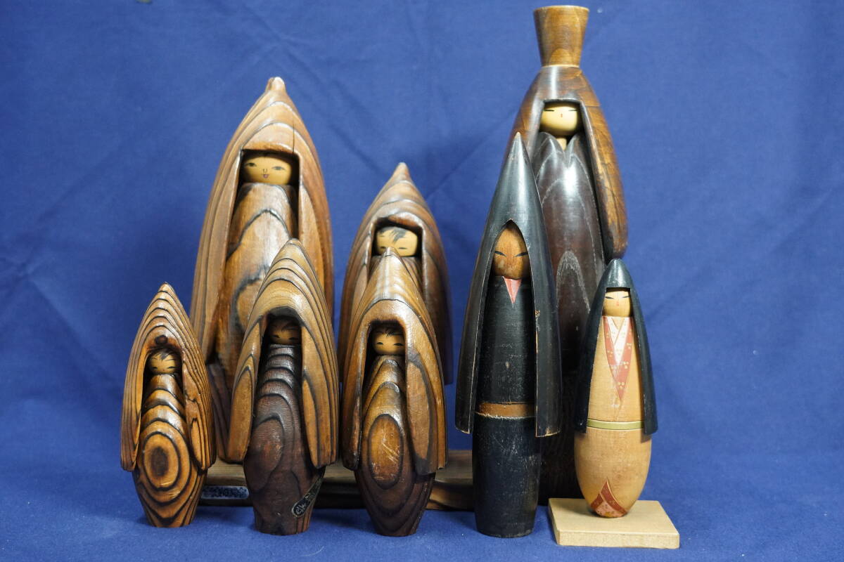 創作こけし　志藤尚山　伝統こけし　雪国の童２体　約48cm約40cm 志藤尚山 こけし 雪国の童 高さ約40㎝ // 伝統工芸 創作