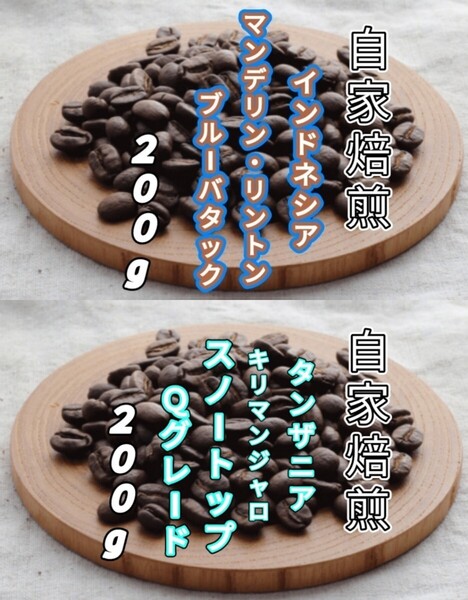 【インドネシア】ブルーバタック【タンザニア】スノートップ 自家焙煎コーヒー豆 各200g(自家焙煎 コーヒー豆 コーヒー)