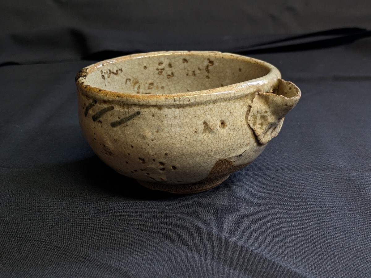 茶碗■古唐津片口碗 高足盃 古い絵唐津酒杯 酒器 合わせ箱?【江戸期】ぐい飲み 茶碗□古唐津片口碗 高足盃 古い絵唐津酒杯 酒器 合わせ