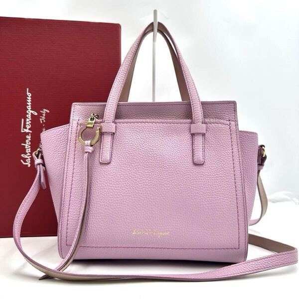 極美品● Salvatore Ferragamo サルヴァトーレ フェラガモ 2way ショルダーバッグ ハンドバッグ エイミー ガンチーニ 金具 ピンク レザー