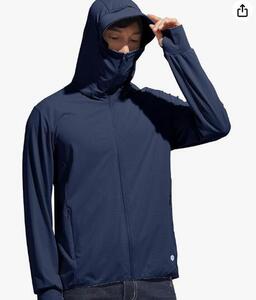 ラッシュガード メンズ UVカット パーカー 薄手 長袖 軽量 涼しい 日焼け止め 水着 紫外線対策 ダークブルー サイズ M/L/XL/2XL