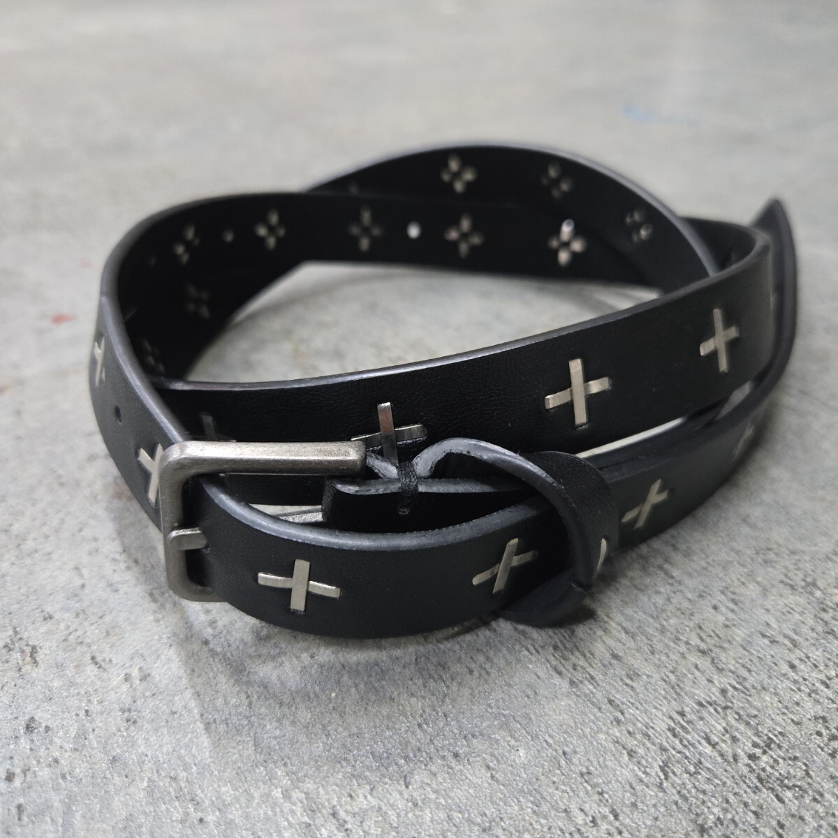 エムエークロス レザーベルト MA+ m.a＋ (エムエークロス) Double Cross Buckle Medium Belt (EX+1D)