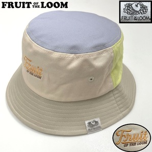 FRUIT OF THE LOOM ベージュ ブルー グリーン バケットハット スポーツ ゴルフ バイク キャンプ アウトドア帽子刺繍 フルーツオブザルーム