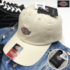 Dickies オフホワイト キャップ ロゴ刺繍 スポーツ ゴルフ バイクミリタリートラックキャンプ アウトドアオートバイ 野球帽子 ディッキーズ