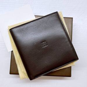 美品 LOEWE ロエベ アナグラム ナッパレザー 二つ折り財布 小銭入れあり ブラウン