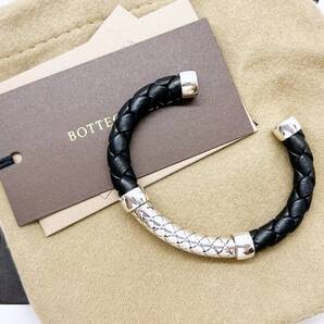 未使用保管 Bottega Veneta ボッテガヴェネタ イントレチャート SV925 レザー バングル S