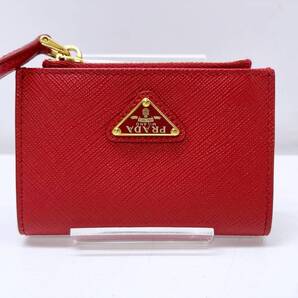 25年現行 美品 PRADA プラダ サフィアーノ トライアングル カードケース ミニウォレット 財布 コイン 1MC085 RFID