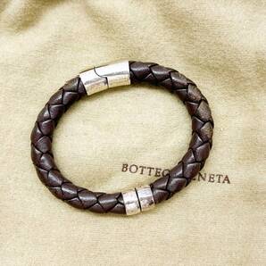 Bottega Veneta ボッテガヴェネタ イントレチャート 925 レザー ブレスレット ブラウン シルバー