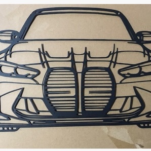 誰も持ってない? 送料無料!お部屋に・玄関・ガレージに! BMW M3 M4 G80 フロントシルエット 大盤 アート金属パネル