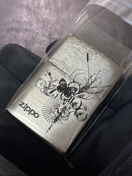zippo 蝶 バタフライ 前面加工 シルバー 希少モデル 2014年製