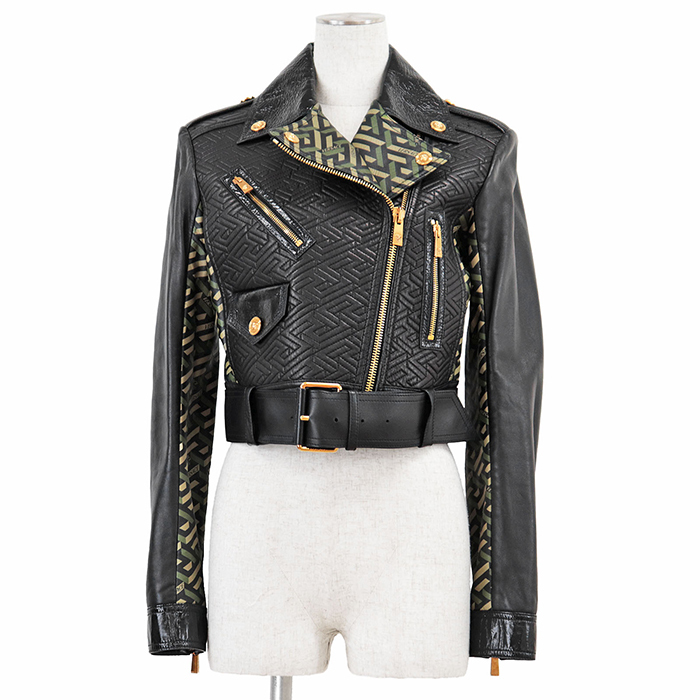 Gianni Versaceレザージャケット ブラック系 レディース レザー バイカー ジャケット ブラック | VERSACE JP