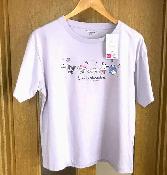 新品 タグ付き サンリオ tシャツ 半袖 レディースLサイズ 紫 クロミ マイメロ シナモロール ポチャッコ サム