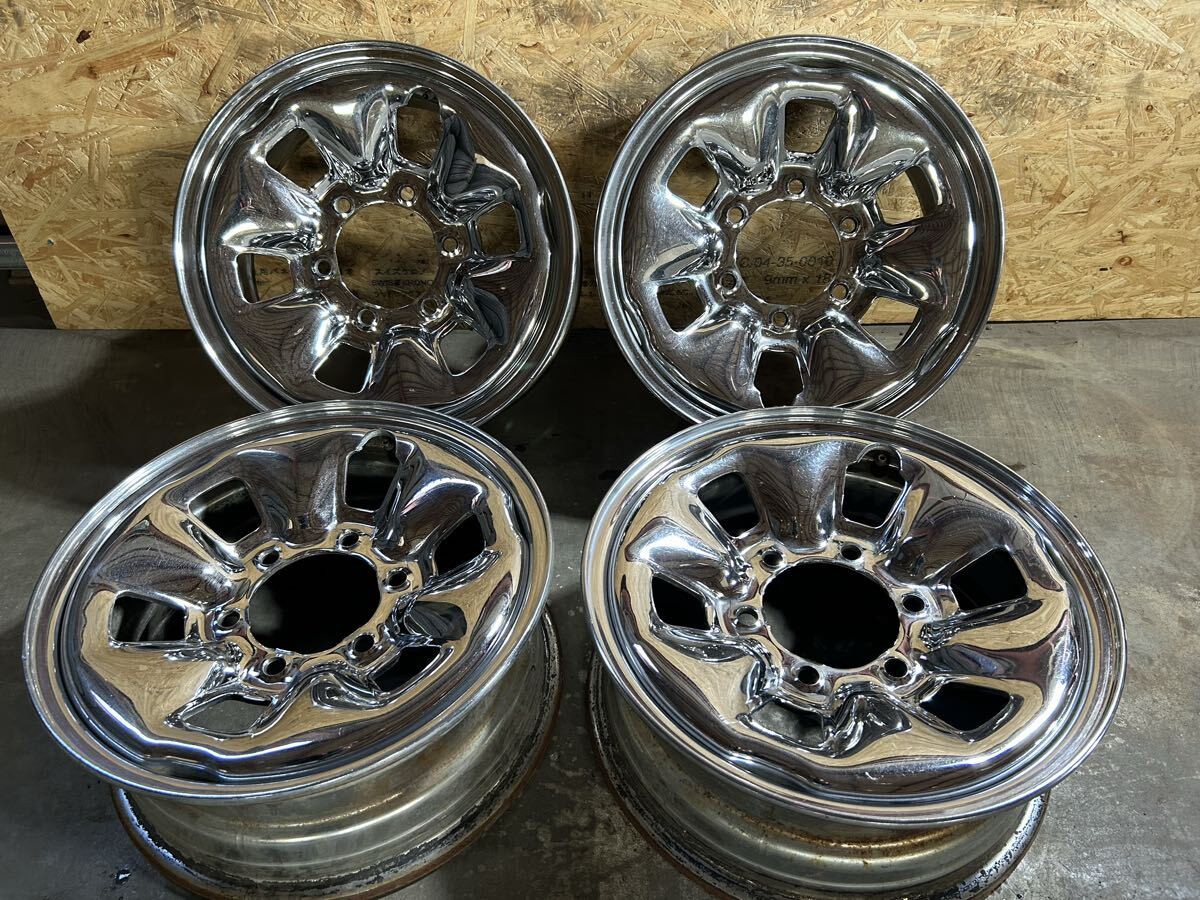 中古メッキスチール15x6.0 6穴 ハイエース、ハイラックスなどに 中古メッキスチール15x6.0 6穴 ハイエース、ハイラックスなどに
