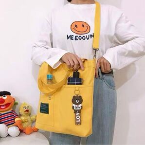 キャンバス トートバッグ 2way レディースショルダーバッグシンプル 通勤通学 イェロー
