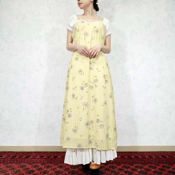 USA VINTAGE Liberty FLOWER PATTERNED DESIGN NO SLEEVE ONE PIECE/アメリカ古着お花柄デザインノースリーブワンピース