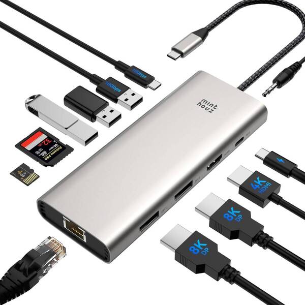 997 ドッキングステーション 12 in 1 USB Cハブ マルチモニター type-c ハブ hdmi 3画面 拡張 出力 HDMI PD100W USB3.1 Gen2 イーサネット