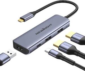 1041 USB-C ハブ 4ポート HDMI 2口 4K対応 デュアルディスプレイ PD 100W 急速充電 USB-A データ転送 ノートPC/MacBook/Windows対応