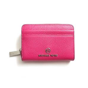 $ 新品 $ 激レア♪◆ MICHAEL KORS ◆ マイケルコース ◆ 型押し レザー製 ◆ ラウンドファスナー 財布 コインケース 小銭入れ ◆ ピンク系
