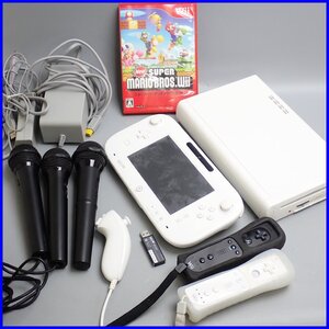 ★任天堂 WiiU 本体 一式セット/ゲームパッド/リモコン/ワイレスマイク/ヌンチャク/ソフト Newスーパーマリオブラザーズ/動作品&1597000038