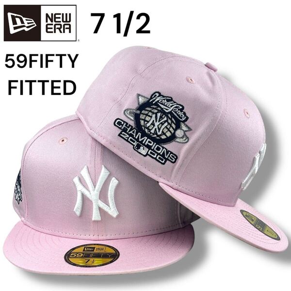海外限定 ニューエラ NY ヤンキース キャップ ピンク 59FIFTY 7 1/2 59.6cm NEW ERA YANKEES ベースボールキャップ 日本未入荷 MLB
