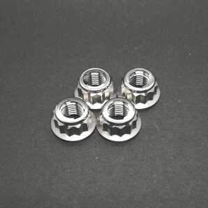 64チタン 12ポイント フランジ ロックナット M10 P1.25 4個 チタン合金 Ti6Al4V 12角 バイヘックス