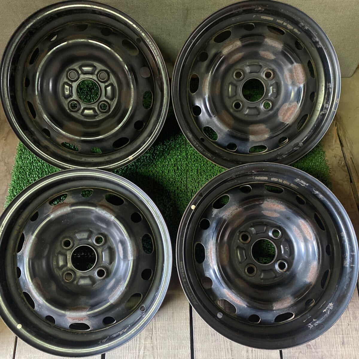 165/55R14 14×6J 4H +45鉄ホイールセット　マツダ純正　軽カー 165/55R14 14×6J 4H +45鉄ホイールセット マツダ純正 軽カー