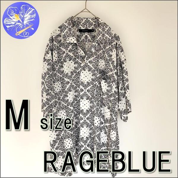 RAGEBLUE レイジブルー M 総柄 バンダナ柄 半袖 モノトーン シャツ