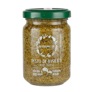 ラ・クチネッタ 有機 バジルペースト(130g)★無農薬オーガニック★無添加★新鮮なバジルを贅沢にたっぷり、風味豊か★シーフードとも好相性