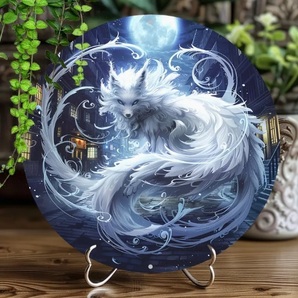 入荷!九尾の狐① 【商売繁昌、金運上昇】ブリキ/アルミ看板 ラウンド インテリア