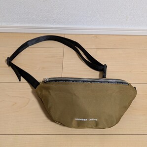 美品 NUMBER (N)INE ナンバーナイン シャイニーナイロンツイルウエストバッグ ボディバッグ ウエストバッグ ウエストポーチ カーキ