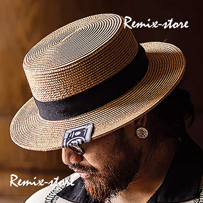 【未使用】イタリア製　ヴィンテージ　ストローハット　麦わら帽子　レディース　箱付 ビンテージ40's○レディースストローハット黒○240729i3-w-ht