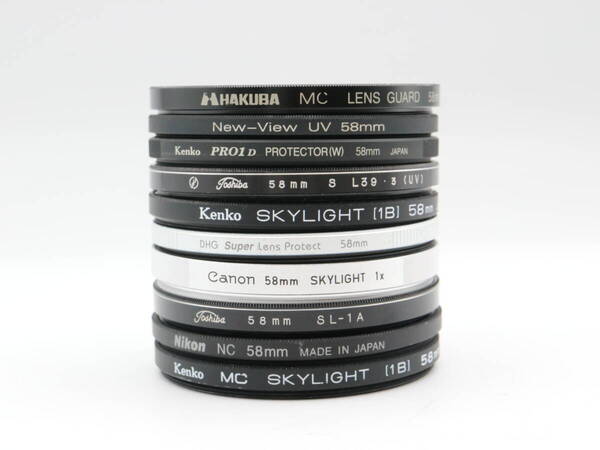 L1694【10点まとめ売り】58mm レンズフィルター 一眼レフカメラ Kenko Toshiba Nikon Canon DHG ケンコー 東芝 ニコン カメラ用 UV 保護