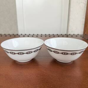 ★ HERMES シェーヌダンクル プラチナ アジアティック ライスボウル 2客 食器 廃盤品 ★
