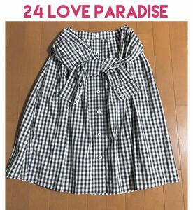 ★24 LOVE PARADISE★こんな可愛い腰巻スタイル！ギンガムチェックフレアースカート/S-M