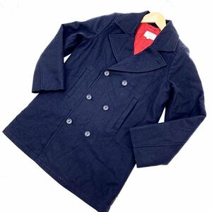 ARMANI JUNIOR ★ 16A 175cm キッズ 子ども 男子 ネイビー 濃紺 ロングコート ウール ピーコート オシャレ アルマーニ ジュニア■B115