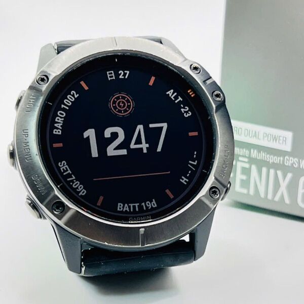 【美品】Garmin ガミン Fenix 6X Pro Dual Power (5105)