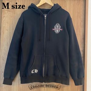 正規品 CHROME HEARTS クロムハーツ ジップアップパーカー 迷彩ダガー M 黒 ラバー ブラック