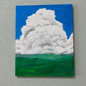 絵画 アクリル絵画 雲 青空 想像画 風景画 風景