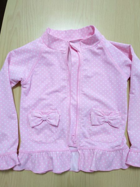 ラッシュガード 長袖 水着 プール キッズ ピンク 100 リボン スイムウェア こども 子供 女の子