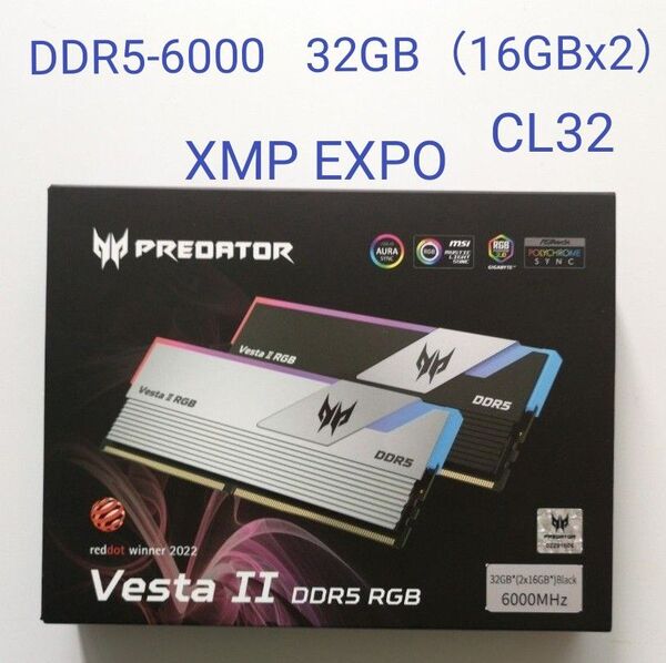Acer Predator Vesta Ⅱ DDR5 6000MHz 32GB CL32 BL.9BWWR.378