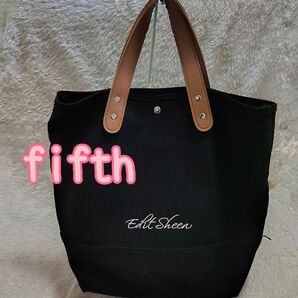fifth Edit Sheen エンブロイダリーロゴキャンバストート 黒 ショルダーバッグ