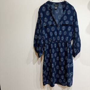 Justify 【M】ネイビー アンカー柄 ワンピース 膝丈ワンピース