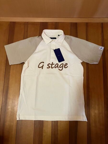 新品g-stage清涼カノコ台襟 ロゴ プリント ポロシャツ 46 M